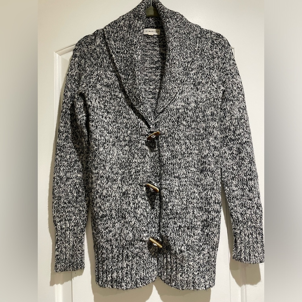 iF iT Were Me Gray Knit Cardigan with Toggle Buttons
